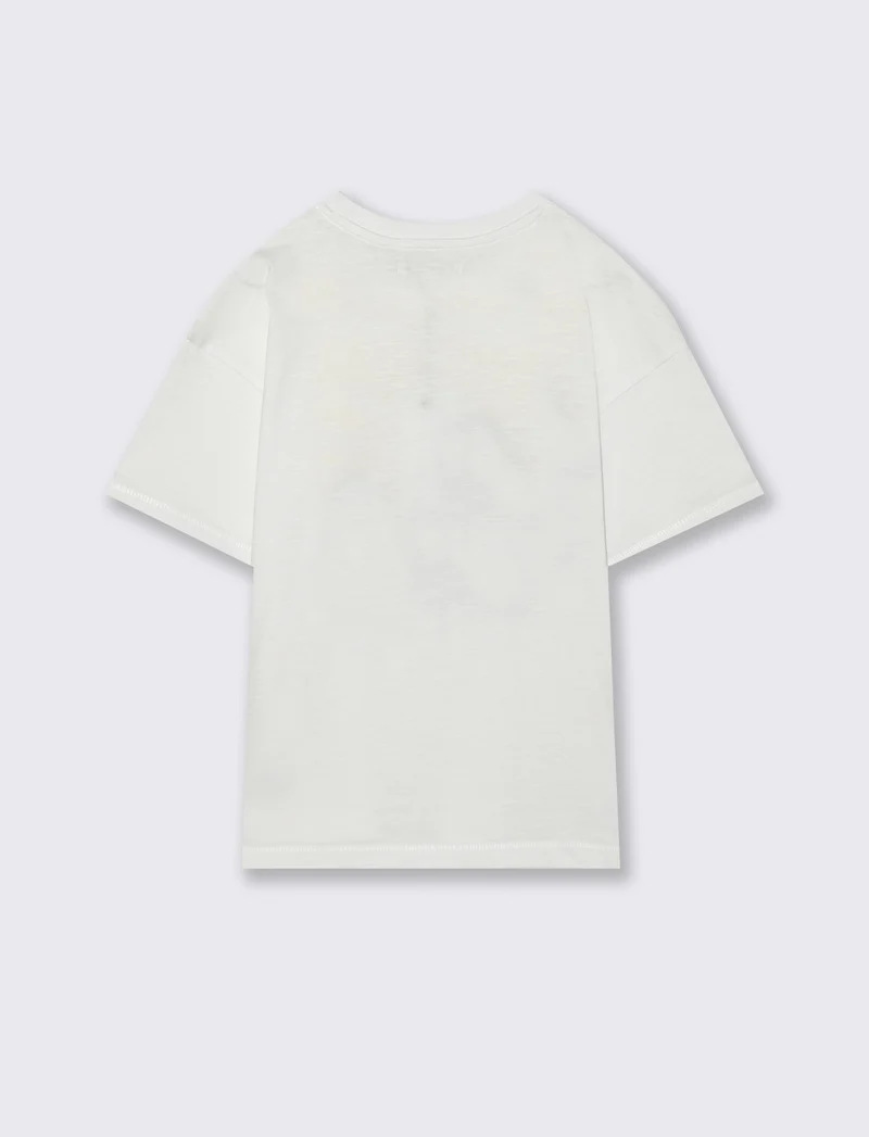 T-shirt let the surf in cotone over - Bianco