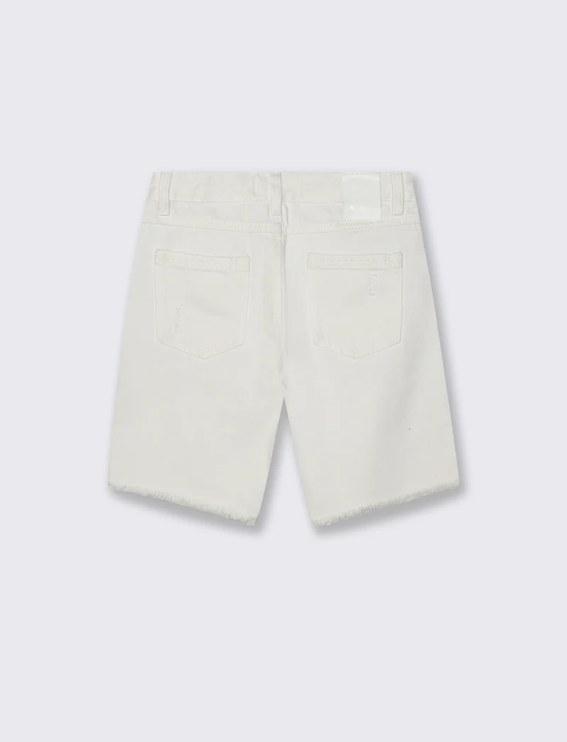 Bermuda denim bianco con rotture fashion - Bianco