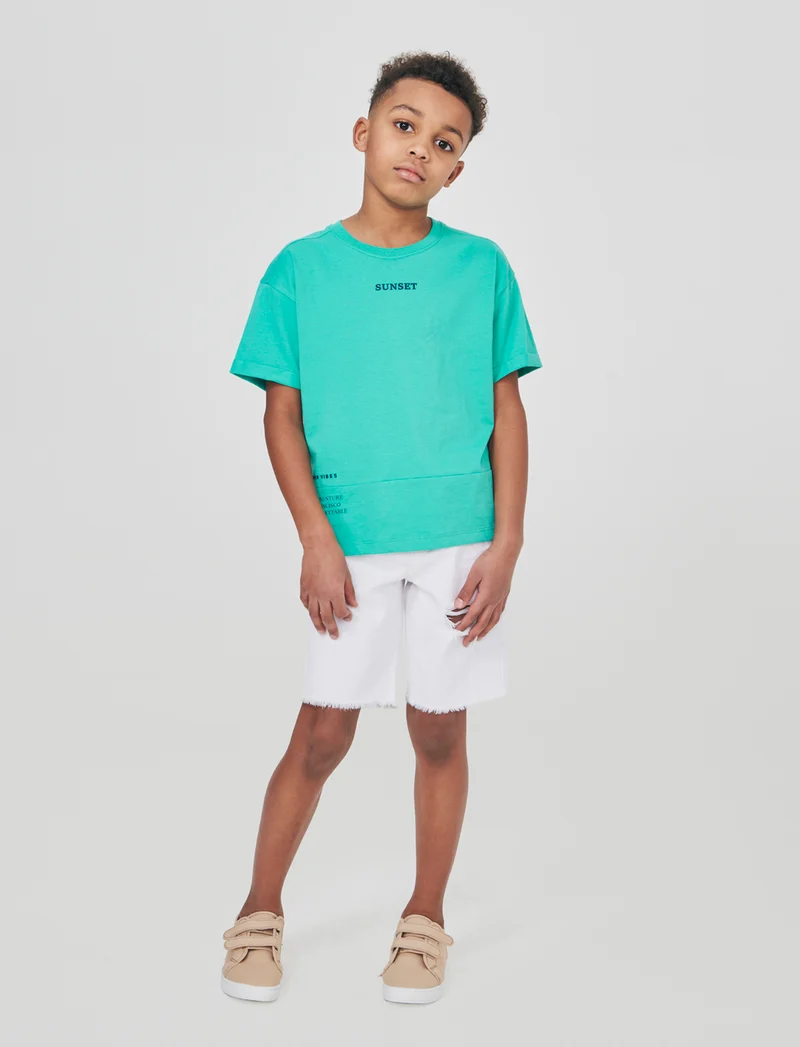 Bermuda denim bianco con rotture fashion - Bianco