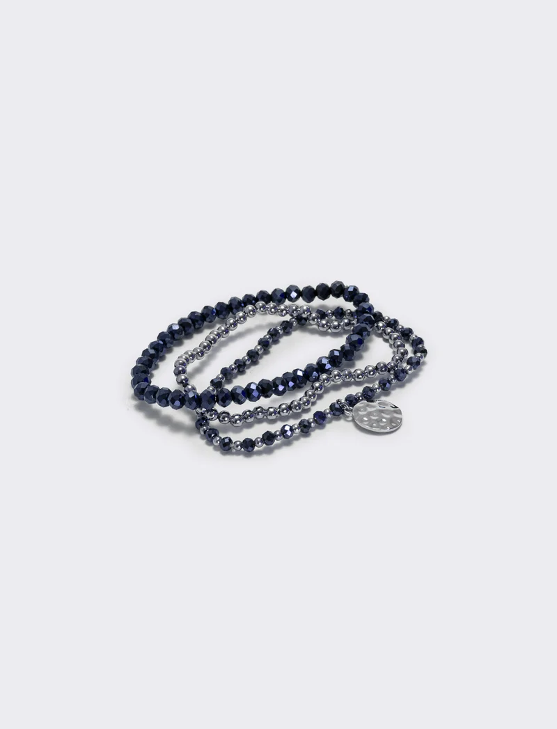 Bracciale tre fili con medaglina - Blu