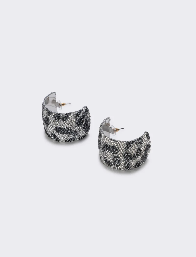Orecchini leopardati con strass eleganti - Nero