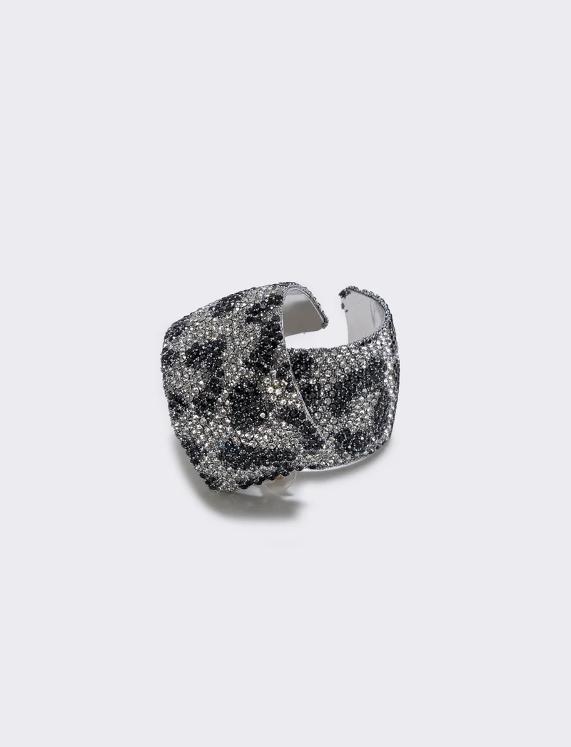 Orecchini leopardati con strass eleganti - Nero