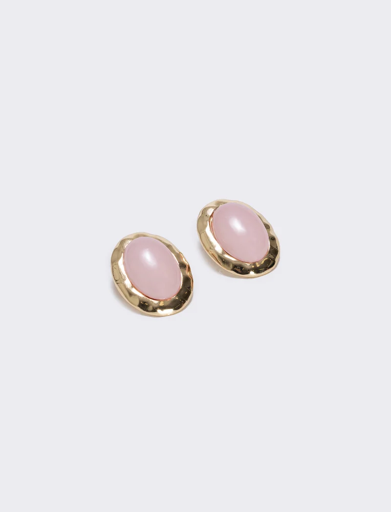 Orecchini bottone clip per donne eleganti - Rosa