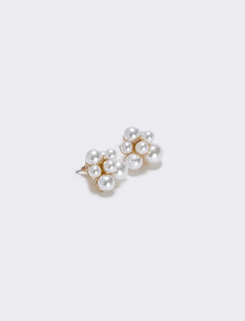 Orecchino grappolo di perle eleganti - Bianco natural