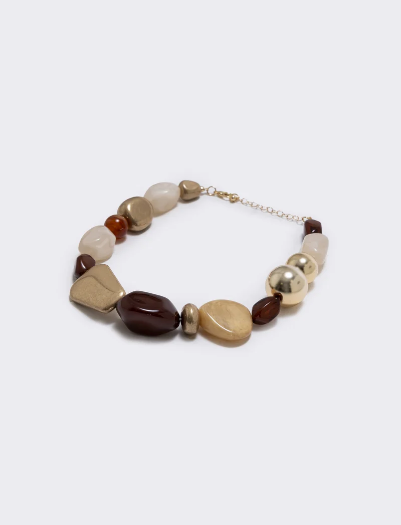 Collana di pietre in forme diverse - Marrone