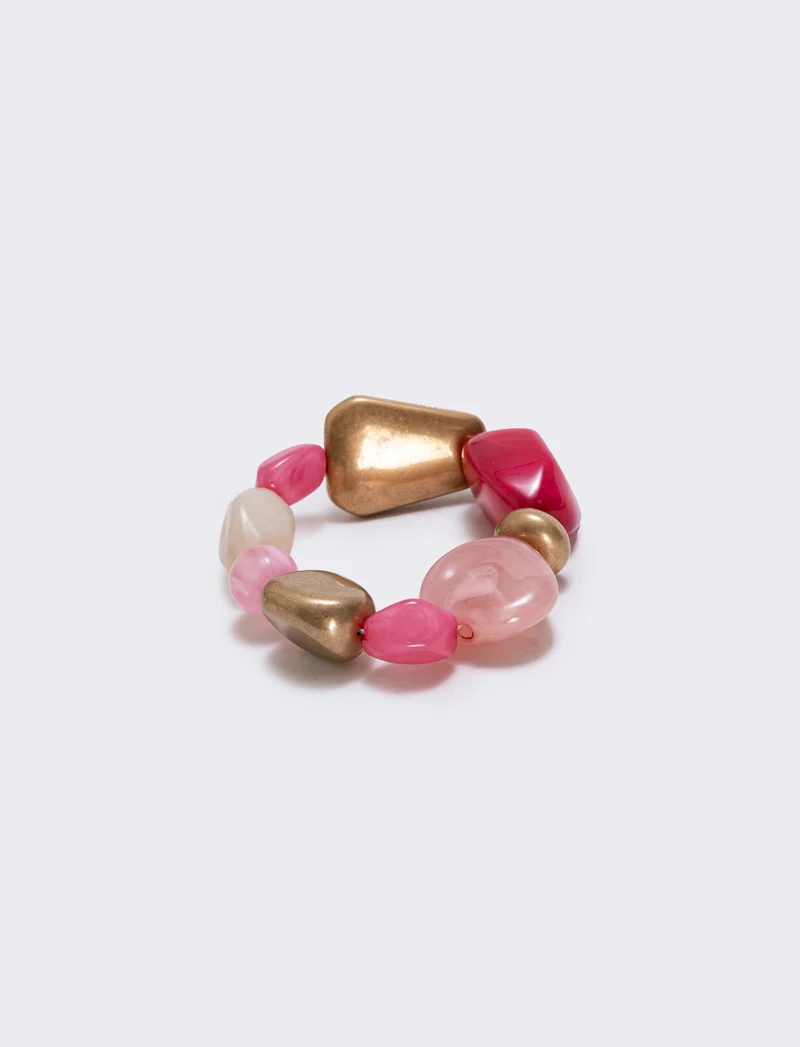 Bracciale elastico con pietre varie forme - Rosa