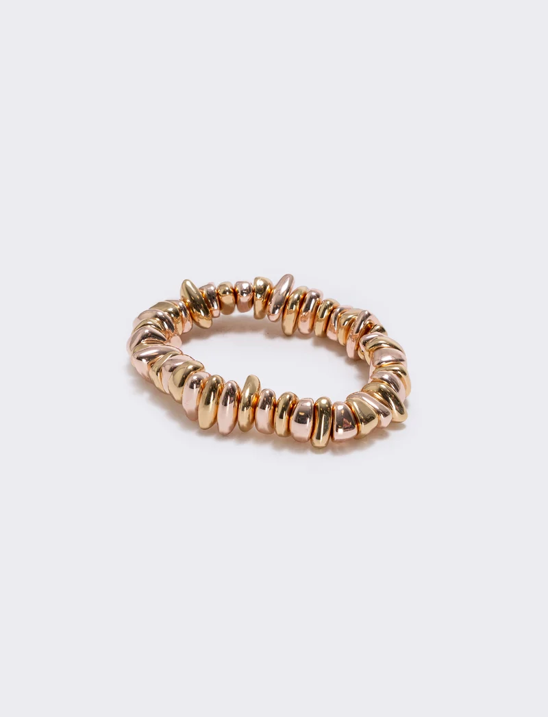 Bracciale elastico con pepite asimmetriche - Oro rosa