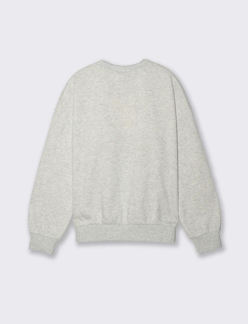 Felpa manica lunga con stamoa - Grigio chiaro mel.