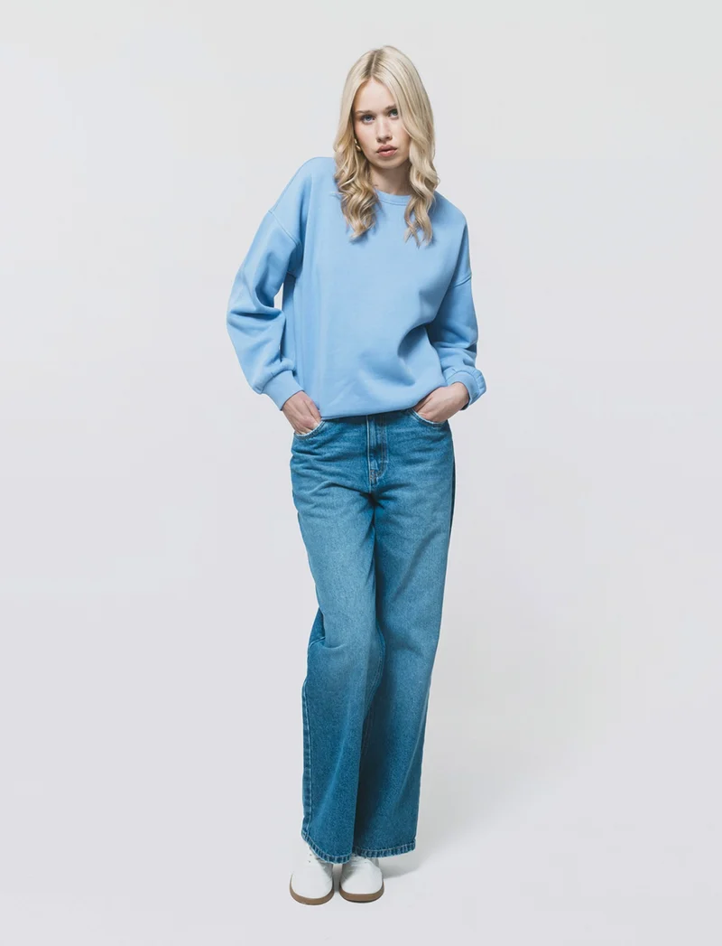Felpa manica lunga con stamoa - Denim