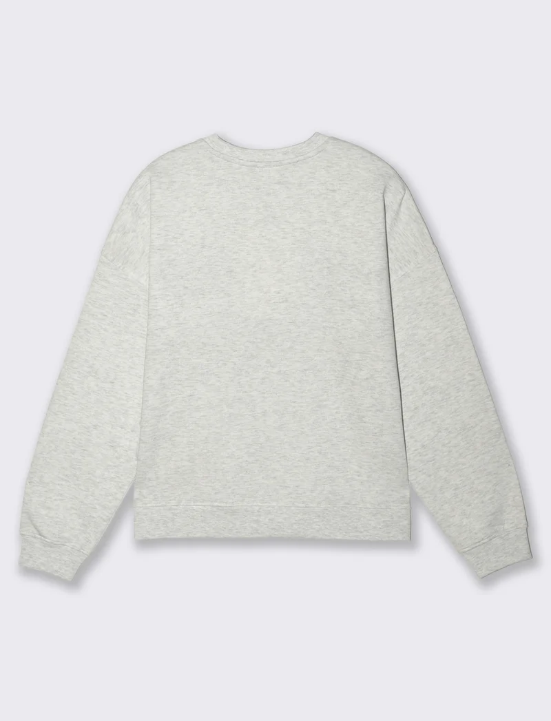 Felpa Manica Lunga con Stampa sul Petto - Grigio chiaro mel.
