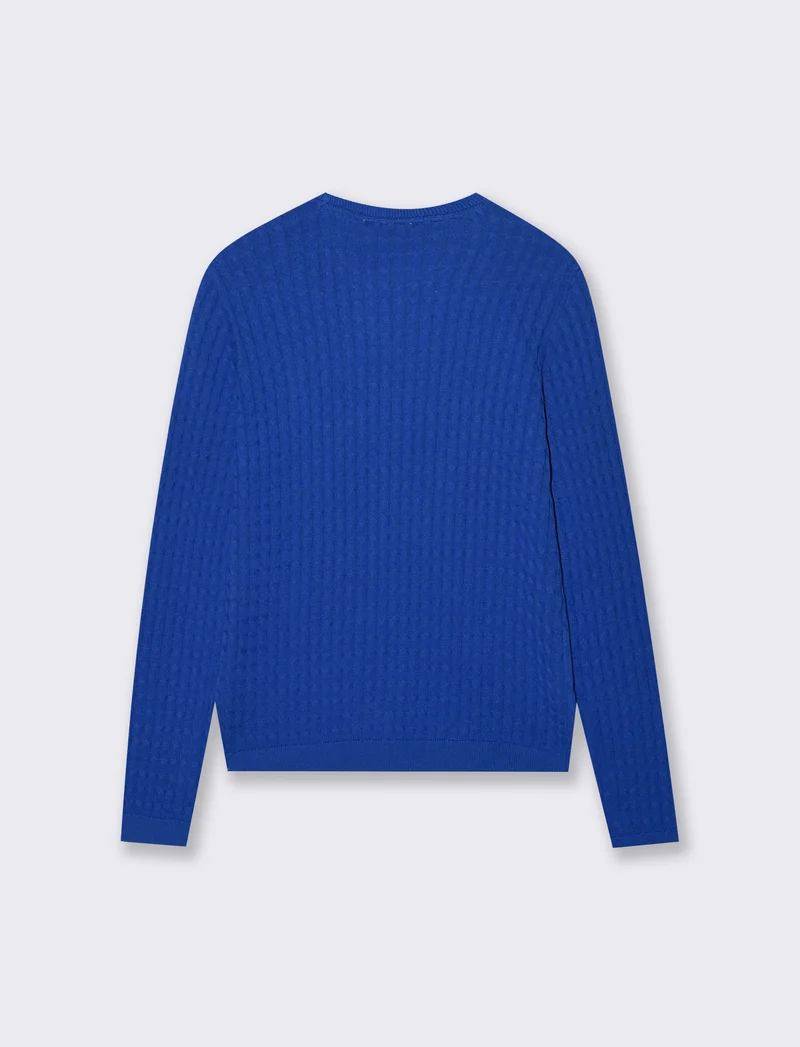 Maglia Girocollo a Treccia - Blu royal