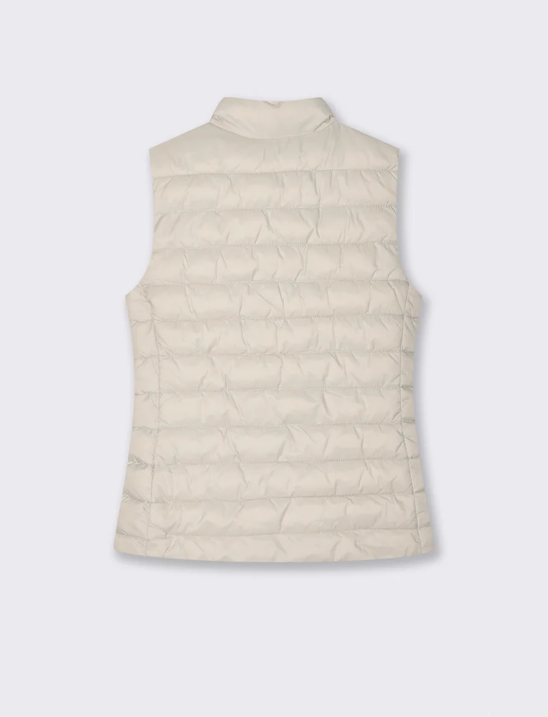 Giubbotto Smanicato Imbottito con Zip - Beige grano
