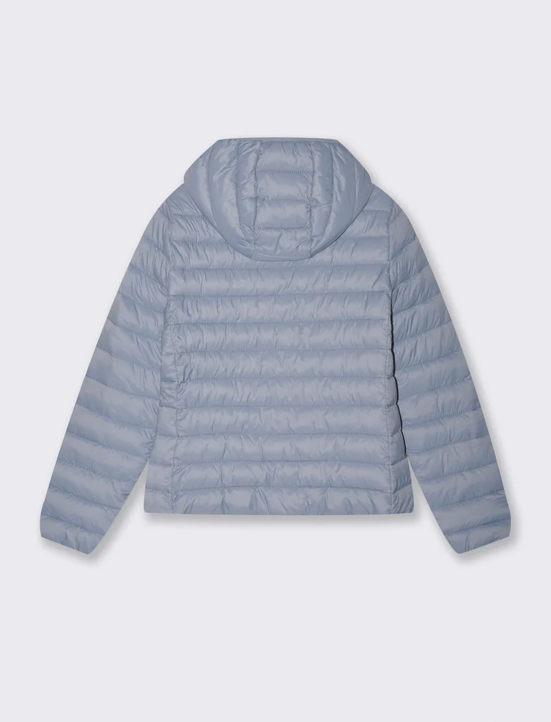 Giubbotto imbottito con cappuccio e tasche - Denim