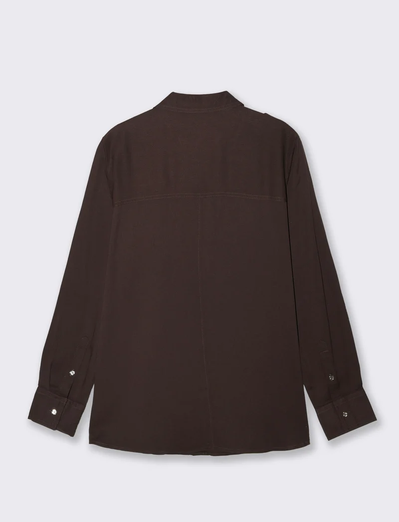 Camicia Basica con Tasche e Laccio - Moro