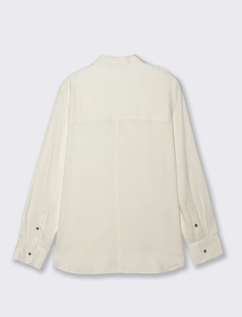Camicia Basica con Tasche e Laccio - Avorio