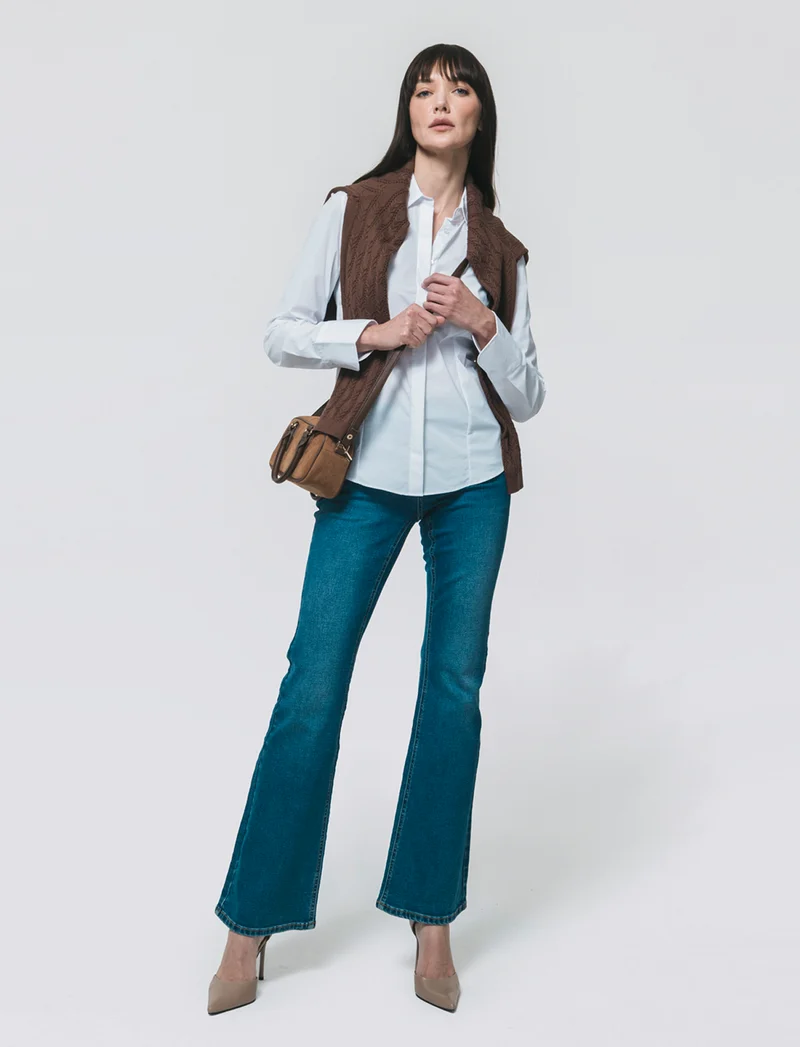 Camicia Slim in Tela Elastica - Bianco