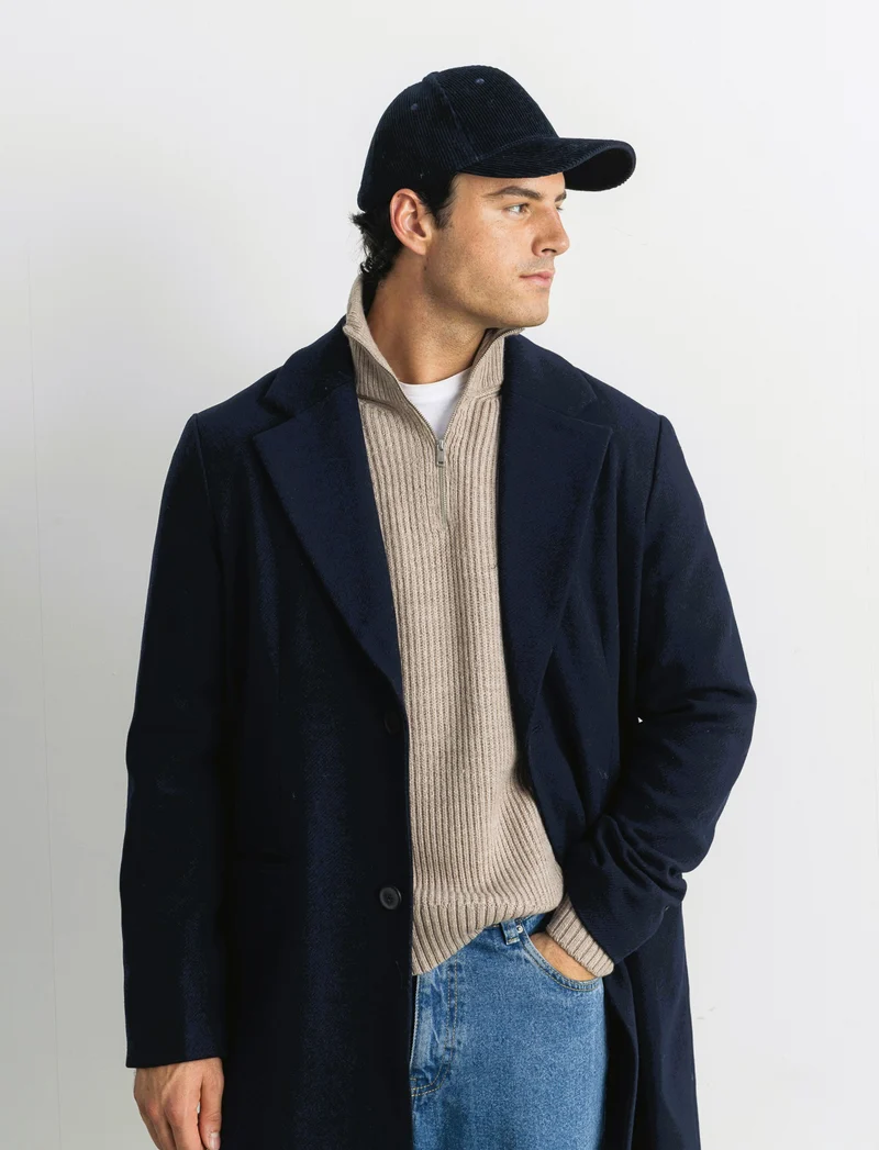 CAPPOTTO CLASSICO TESSUTO DIAGONALE - Blu