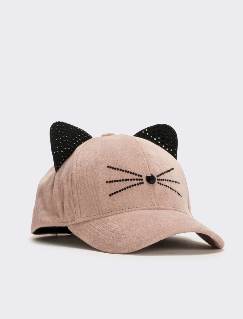 Cappello baseball gattina con strass - Rosa