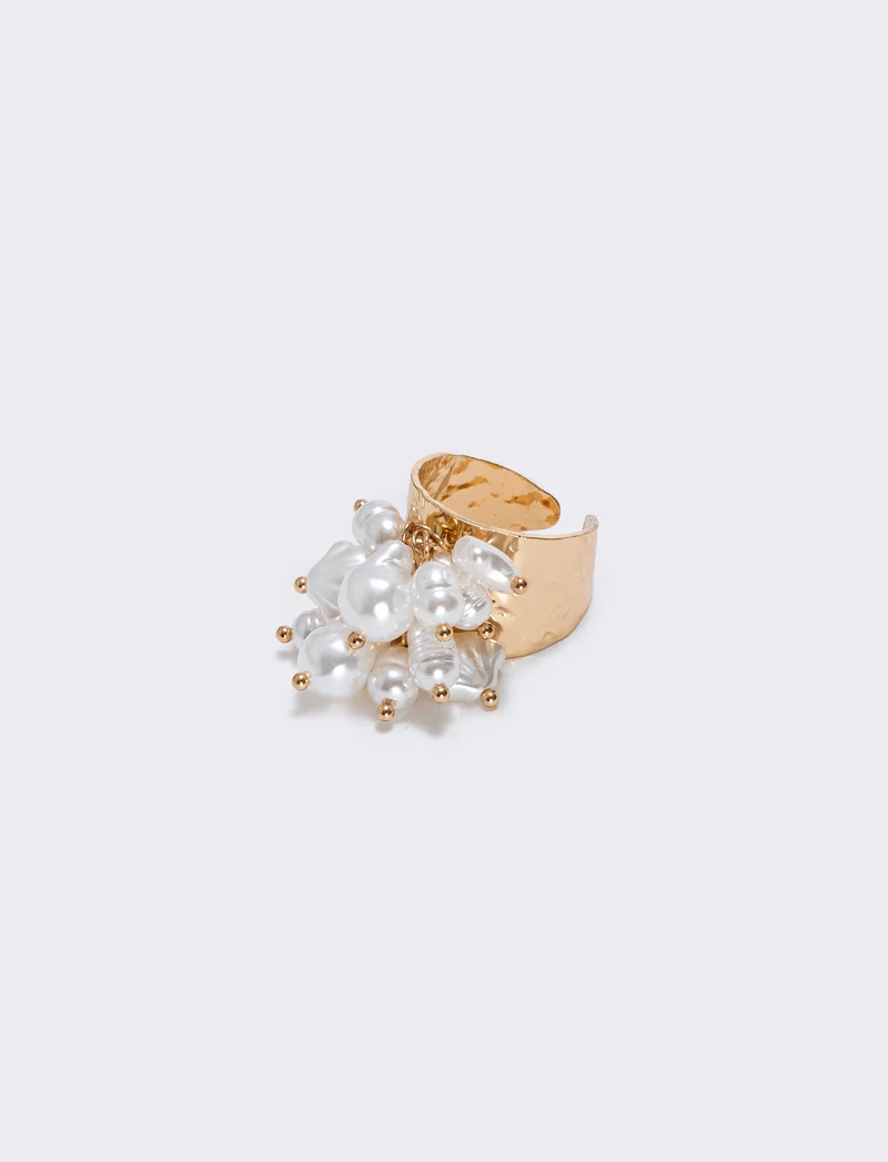 Anello con perle e ciondolo elegante - Oro