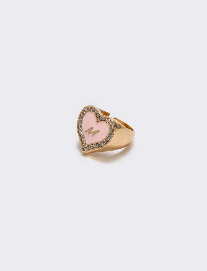 Anello cuore smaltato con strass - Var 5
