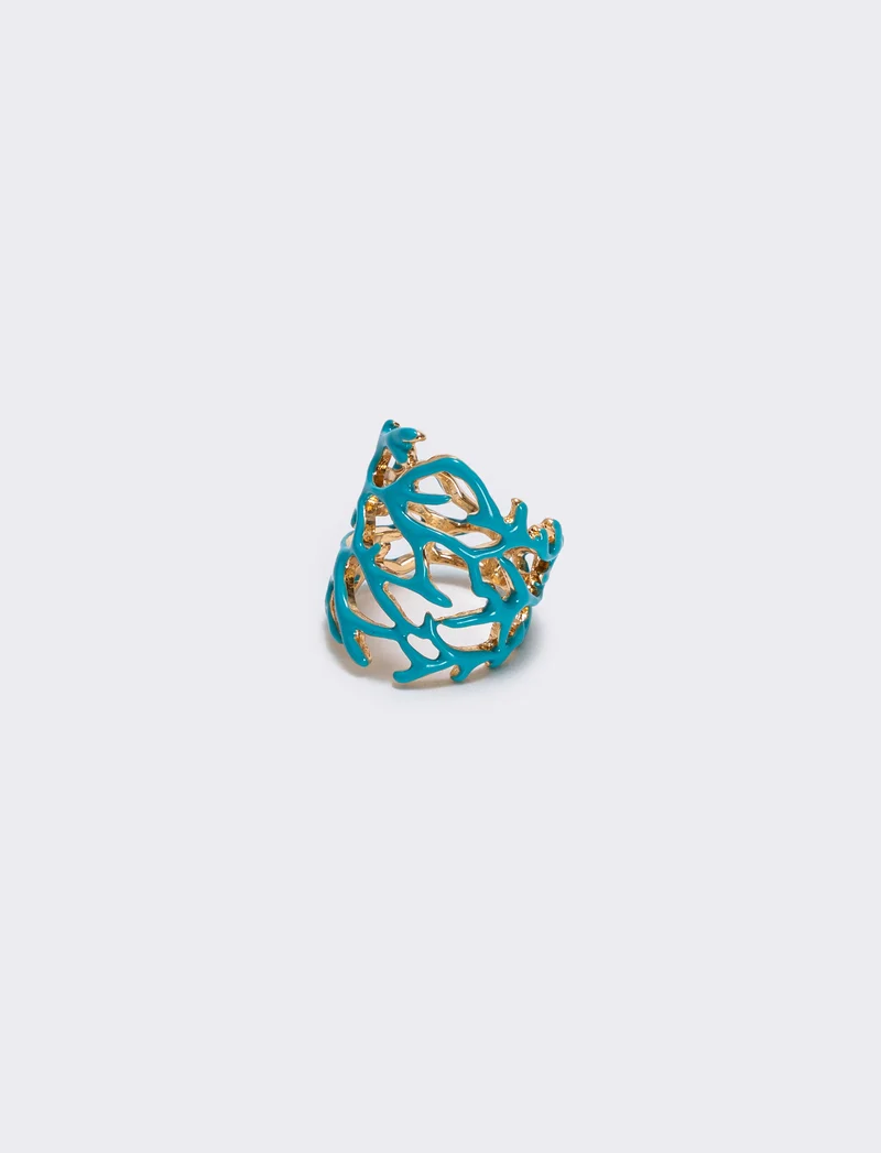 Anello con rami di corallo - Turchese