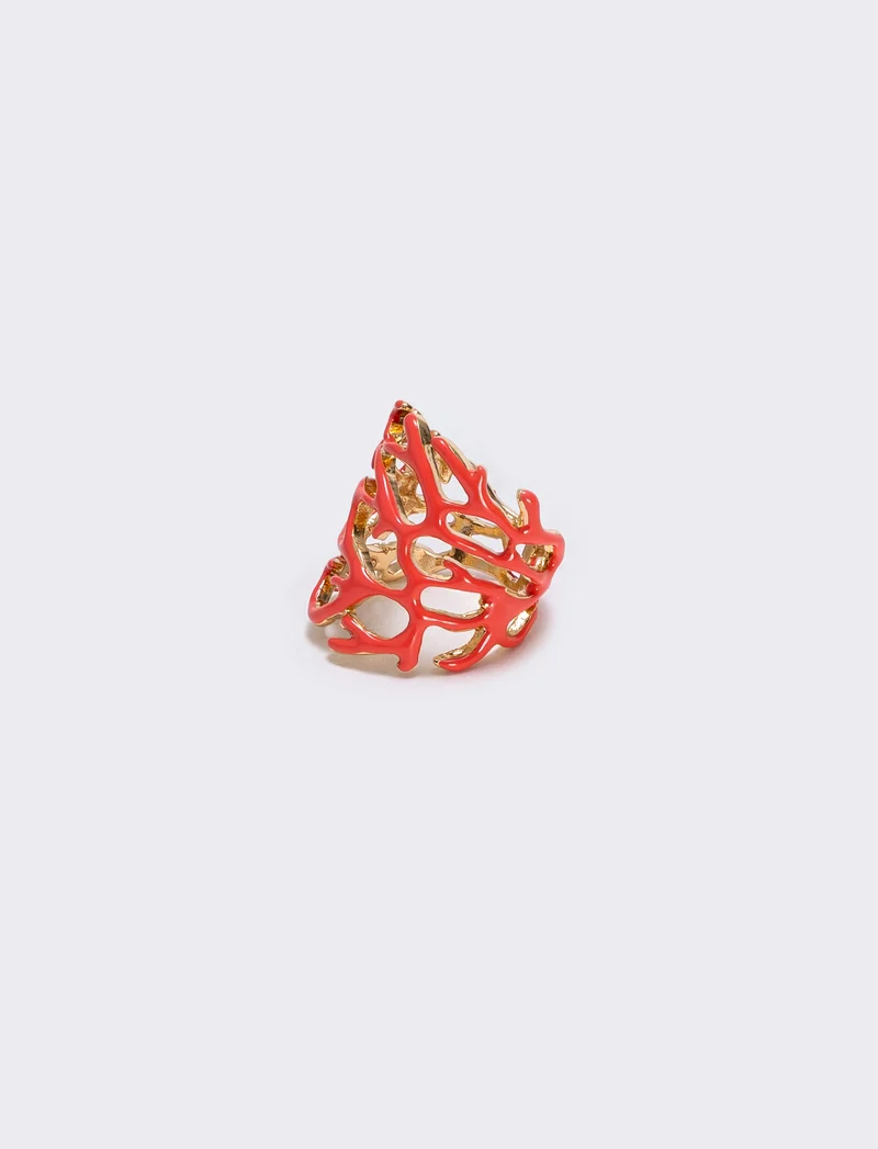 Anello con rami di corallo - Arancio