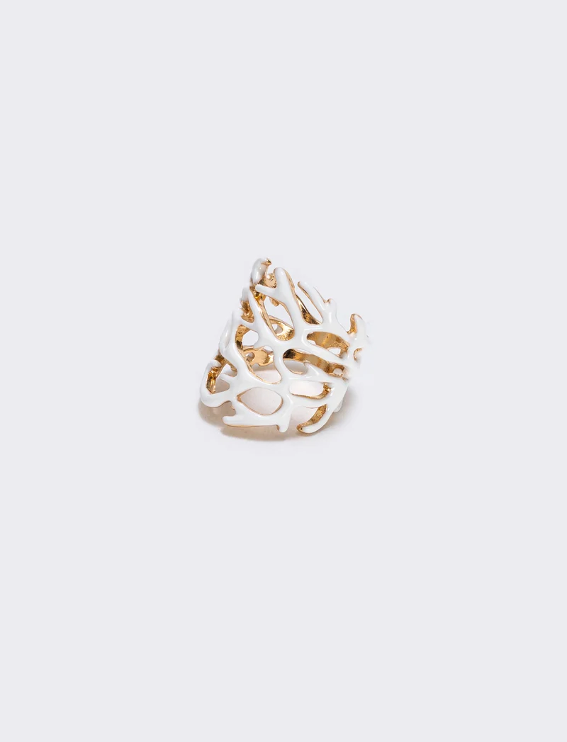 Anello con rami di corallo - Bianco