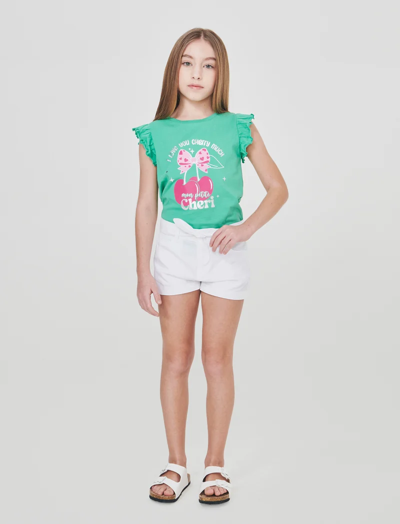 Pantaloncino cinque tasche da bambina - Bianco
