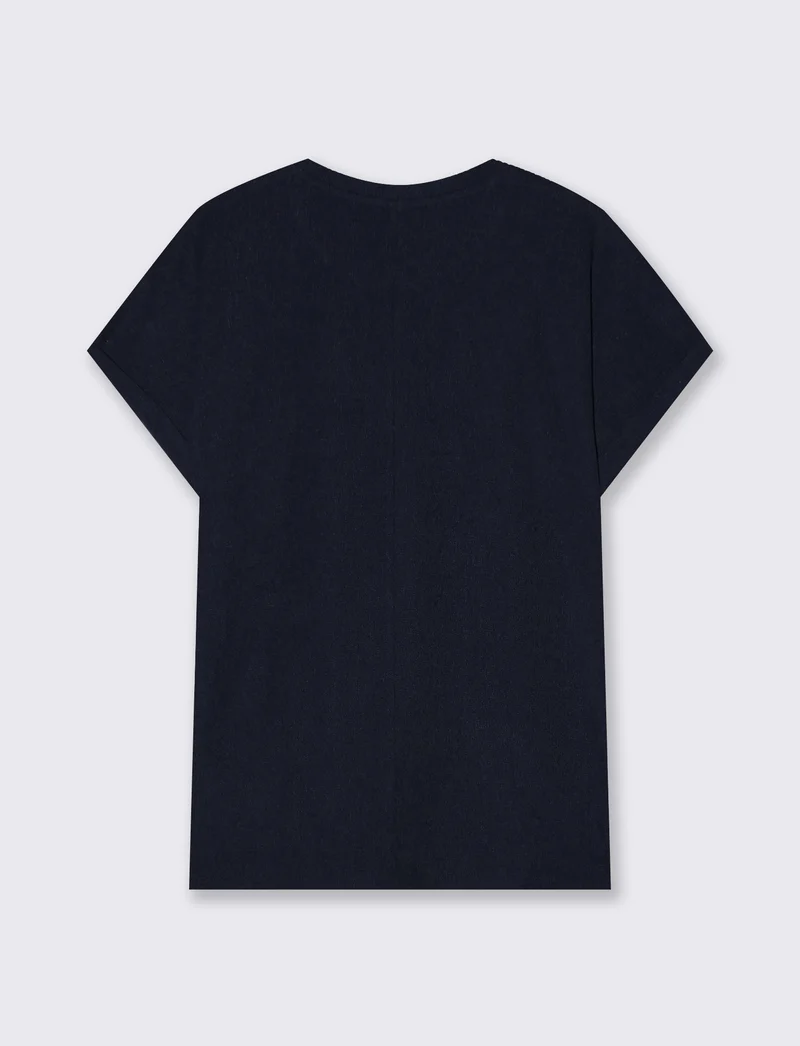 T-Shirt Basica Manica Corto con Spacchetti - Blu