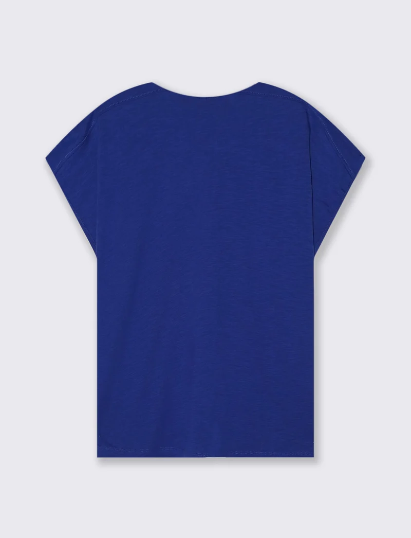 T-Shirt Mezza Manica Scollo Serafino - Blu royal
