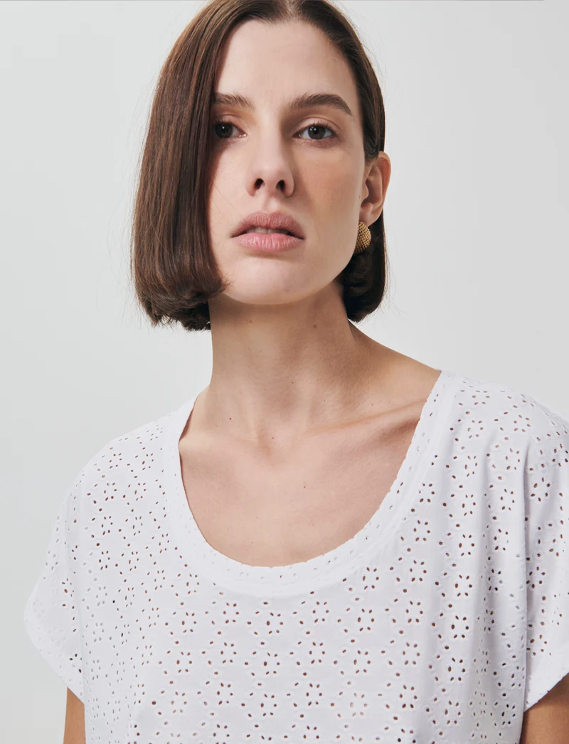 T-Shirt Girocollo a Maniche Corte Fit Morbido - Bianco