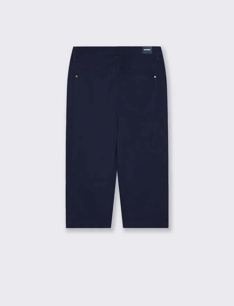 Pantaloni Capri Slim in Tessuto Elasticizzato - Blu
