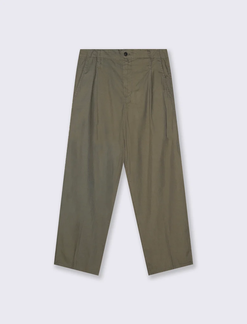 Pantaloni Chino Wide Leg in Twill - Verde kaki