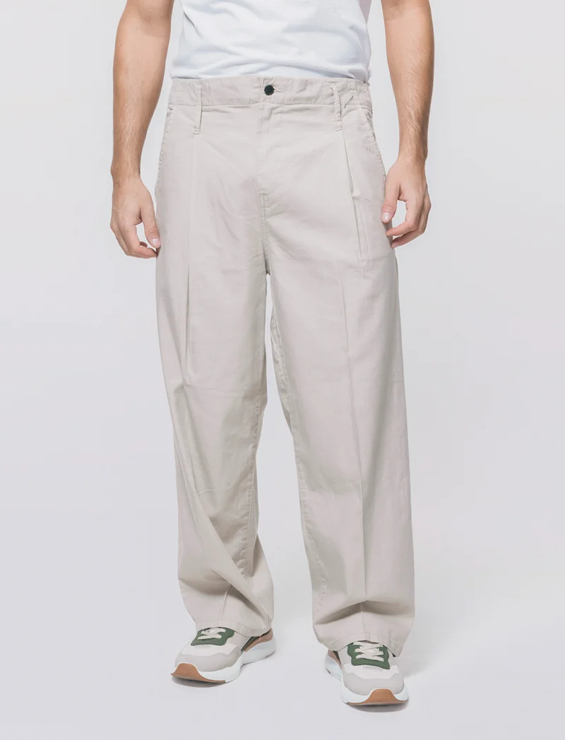 Pantaloni Chino Wide Leg in Twill - Sabbia