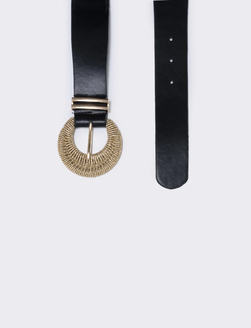 Cintura con fibbia lurex elegante - Nero