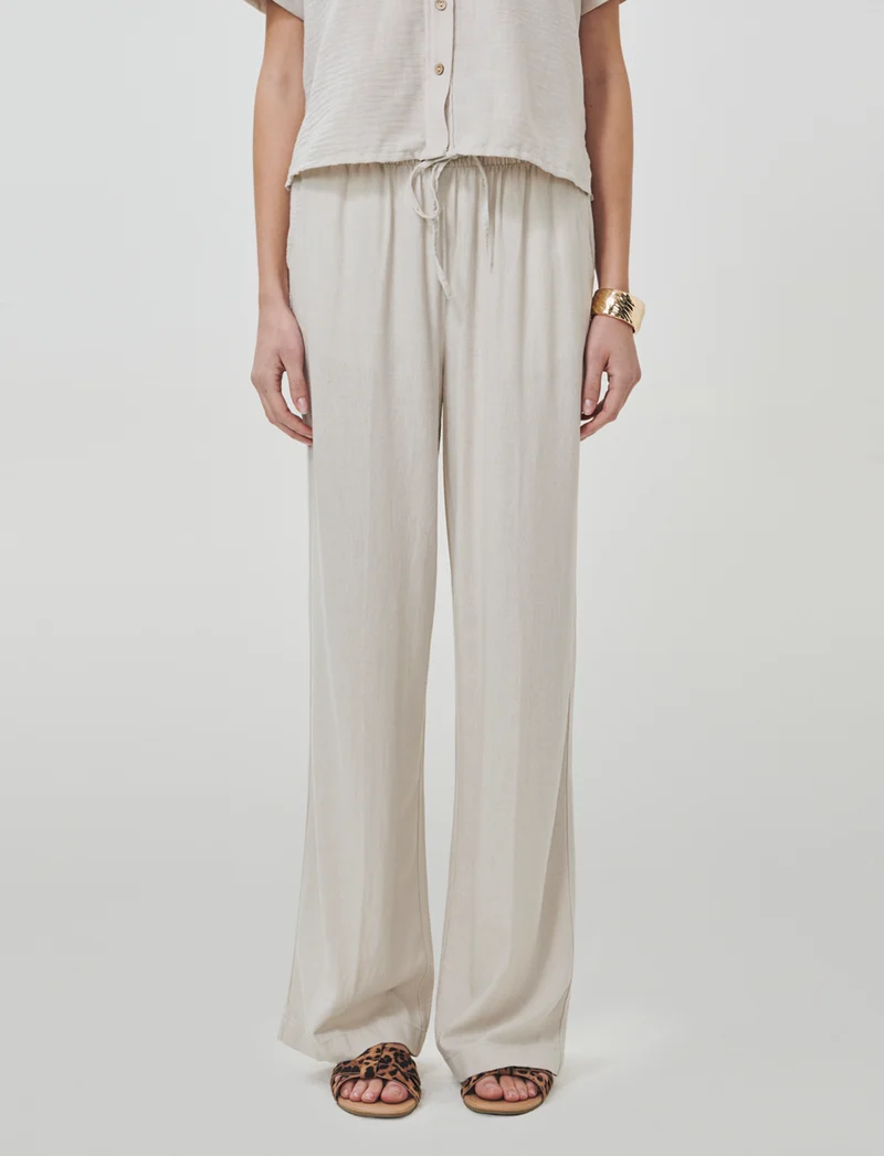 Pantaloni Elasticizzati con Coulisse e Tasche - Sabbia