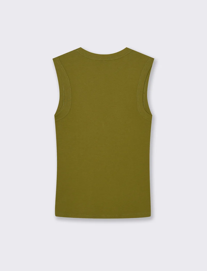 Canotta Basic in Cotone con Scollo V - Verde abete