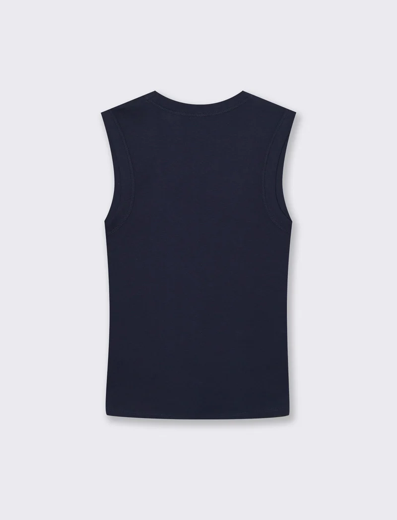 Canotta Basic in Cotone con Scollo V - Blu