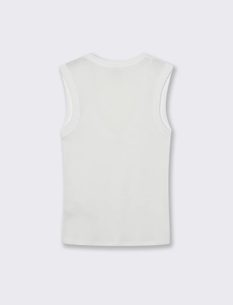Canotta Basic in Cotone con Scollo V - Bianco