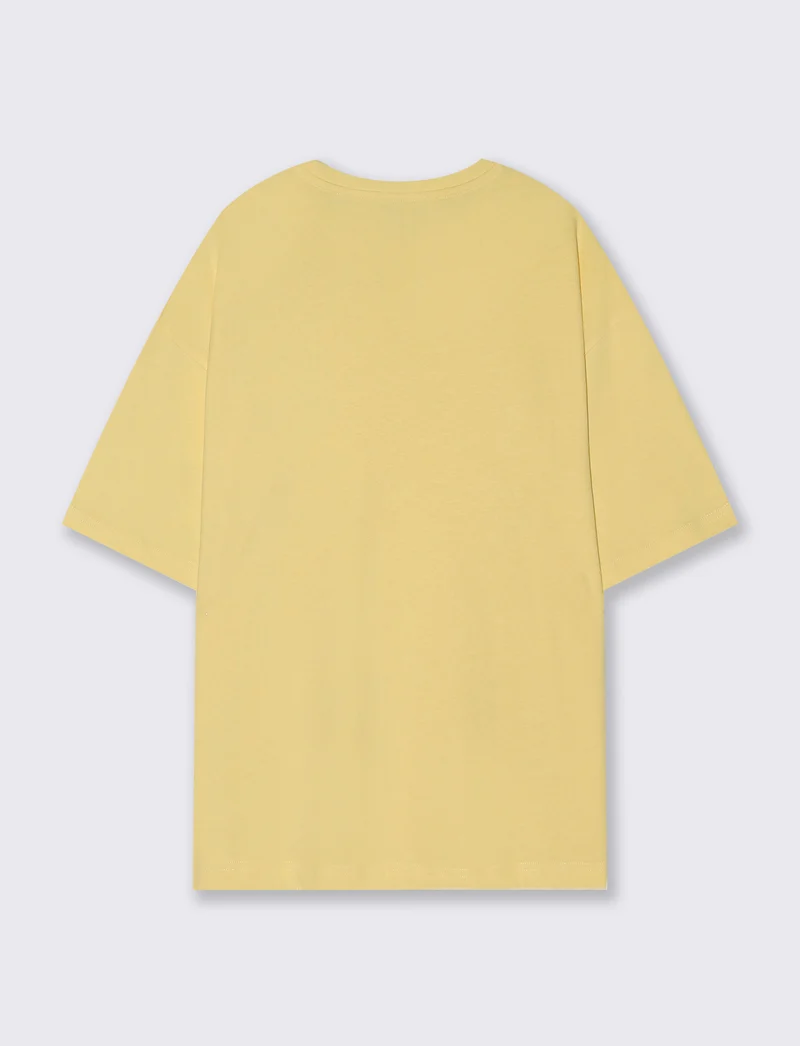 T-Shirt Basic in Cotone Manica Corta - Giallo pastello