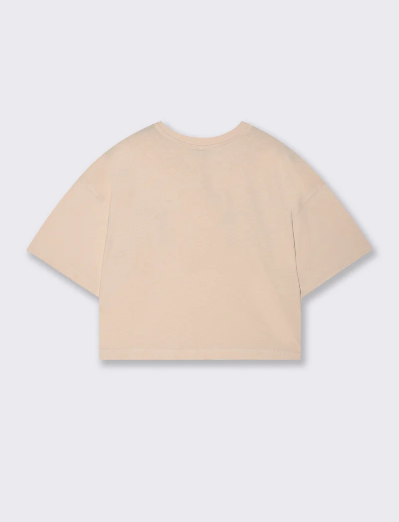 T-shirt Crop con Stampa e Manica Corta - var 1
