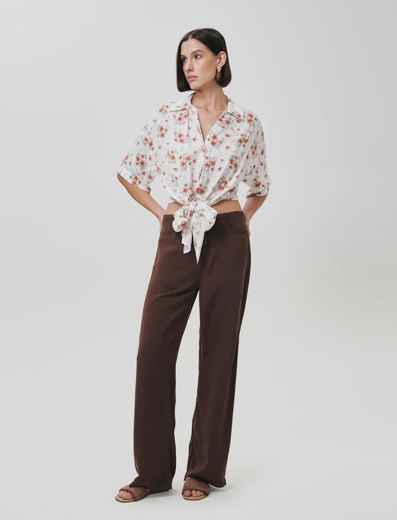 Camicia Stampata Mezza Manica con Nodo - var 1