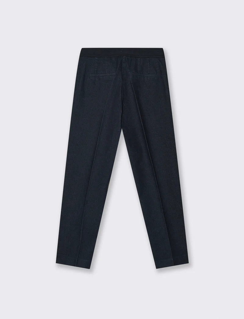 Chino con Elastico e Tasche Fianchi - DENIM SCURO