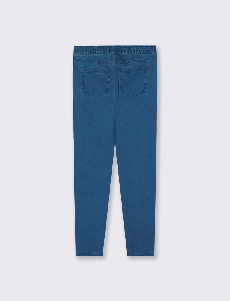 Jeggings con elastico e tasche retro - Denim