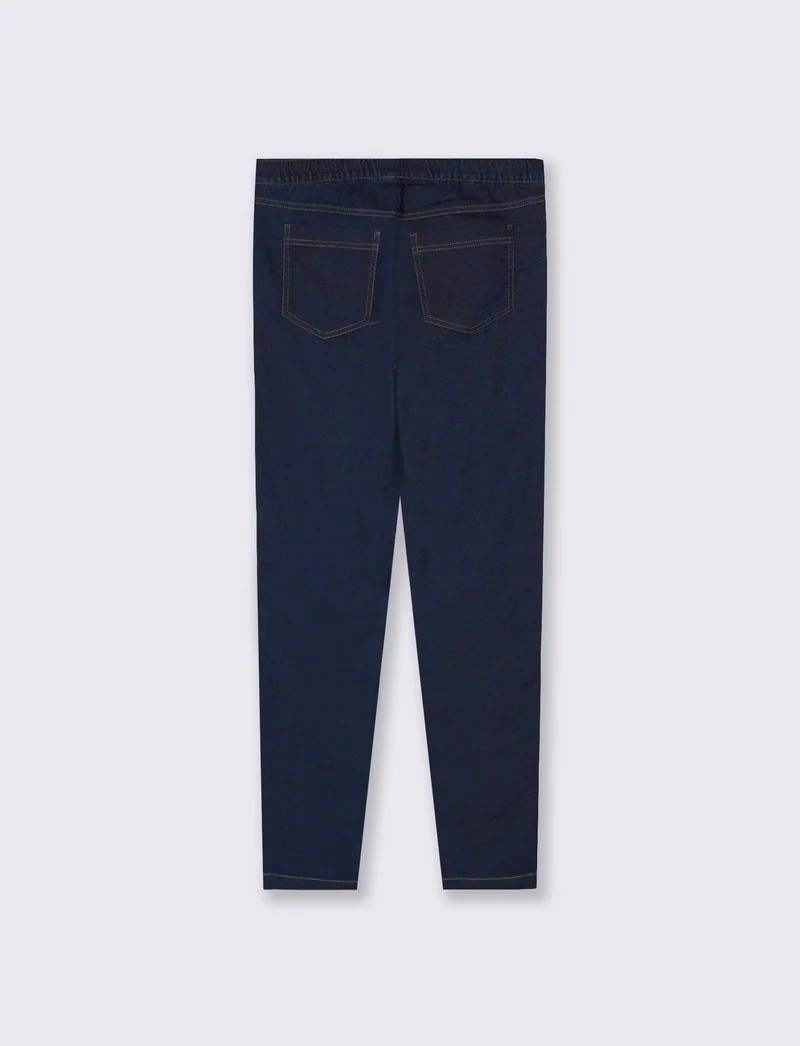 Jeggings con elastico e tasche retro - DENIM SCURO