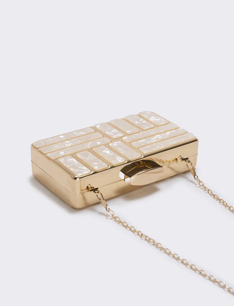 Borsetta clutch rigida con madreperla - Oro