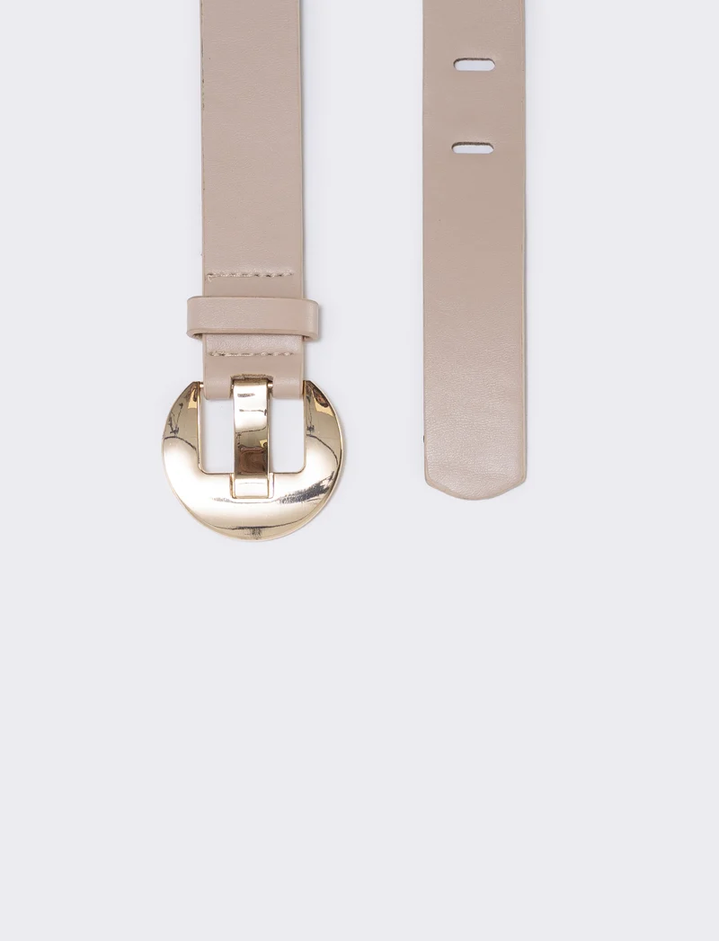 Cintura con asole rettangolari - Beige