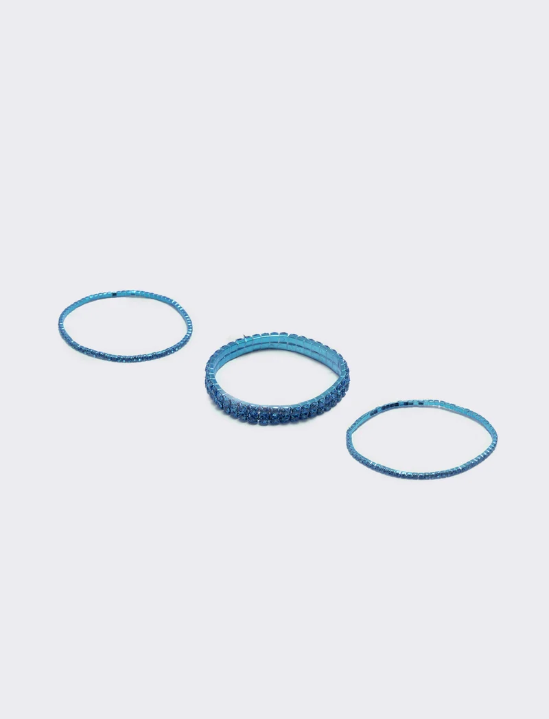 Bracciale elastico con strass - Turchese
