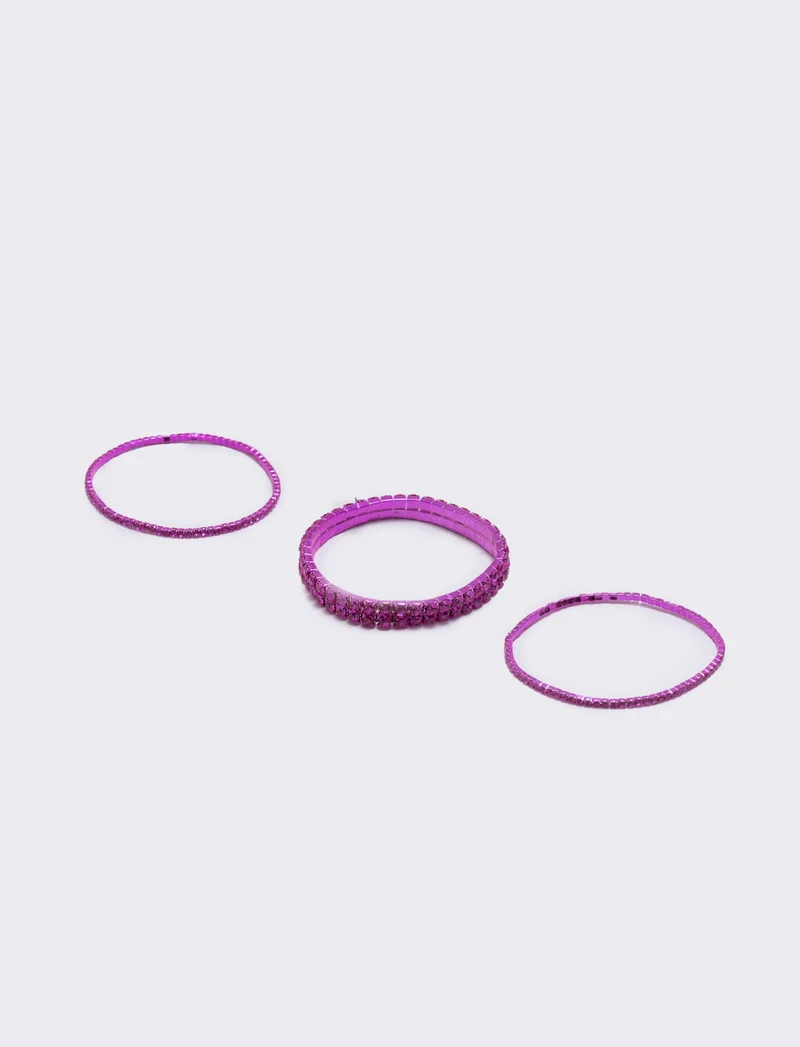 Bracciale elastico con strass - Rosa
