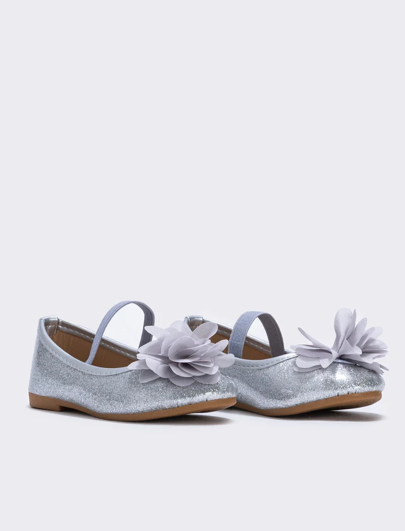 Ballerina glitterata con fiore colorato - Argento